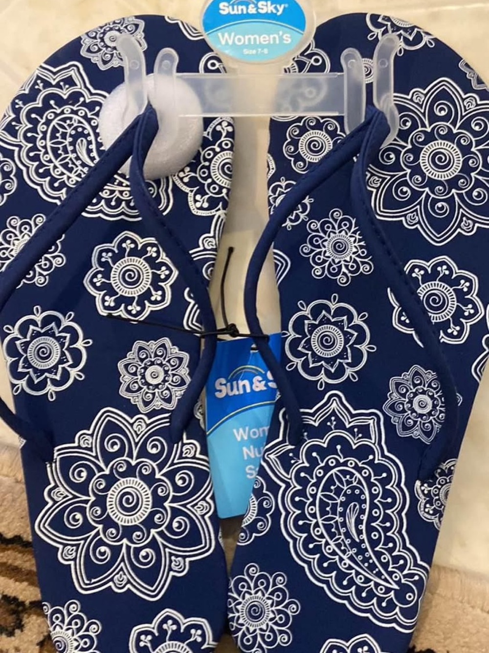 Sun & Sky Navy Floral Paisley Flip Flops
